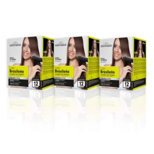 The Placenta Life Keratimask Brazilian Straightening Kit includes shampoo, conditioner, and thermo-protector for professional, long-lasting straight hair with reduced frizz and added shine.