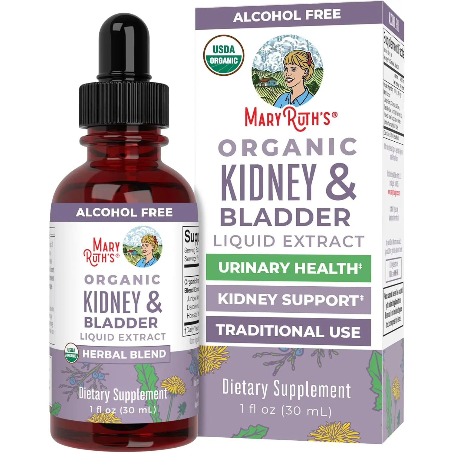 MaryRuth Organics kidney support drops promotes renal and urinary health with a vegan, non-GMO herbal blend.