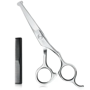 Silver 6.1 inch hair cutting scissors with rounded safety tips designed for cutting kids' hair at home or in a salon.