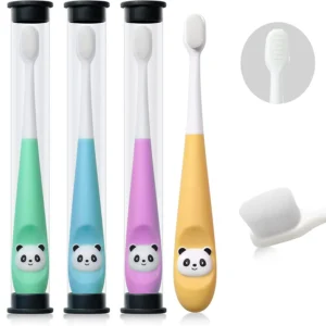 This is a four-pack of extra soft nano toothbrushes for toddlers and children with ten thousand ultra-soft bristles for gentle cleaning.