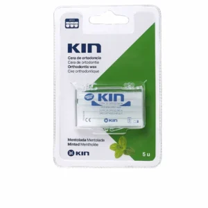 Close-up of Kin orthodontic dental wax with menthol, a whitening kit product by KIN, used for relieving irritation from braces.