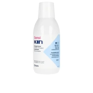 A bottle of KIN Sensikin mouthwash for sensitive teeth, weighing 0.5 kg or 1.102311310 pounds.
