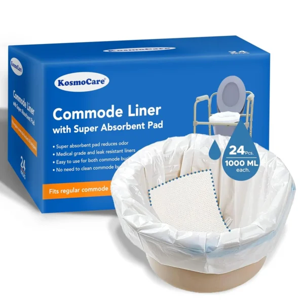 KosmoCare Commode Liners - Disposable, Absorbent, 96 Count