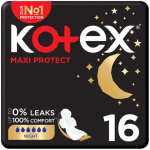 Kotex Maxi Thick overnight sanitary pads with wings offer unbeatable comfort and maximum leak protection for a peaceful night's sleep.