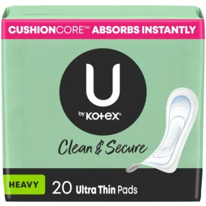U by Kotex Clean & Secure ultra thin pads with heavy absorbency provide reliable, leak-free protection and outstanding comfort, now available in a 20 count package.