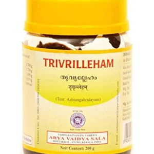 Two packs of Kottakkal Trivrilleham, a traditional Ayurvedic herbal supplement weighing 200 grams each, for health and personal care.