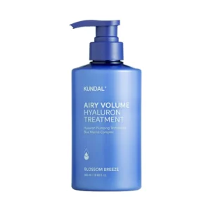 Kundal volumizing hair treatment in Blossom Breeze scent, formulated with hyaluronic acid and blue marine complex for a refreshing and moisturized scalp and hair.