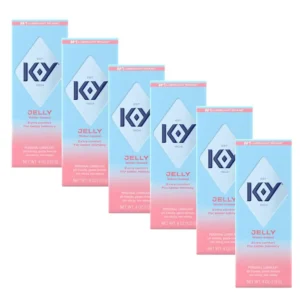 A four-ounce bottle of K-Y Jelly personal lubricant, a water-based and gynecologist-recommended product for enhanced comfort and intimacy, made in Canada.