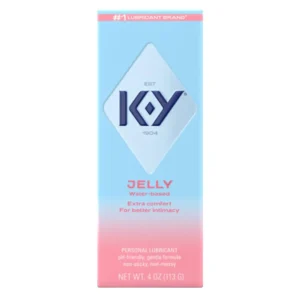 This is a four ounce bottle of K-Y Mestyle water-based personal lubricant, formulated with care and sealed in hygienic packaging; usage information is on the label.