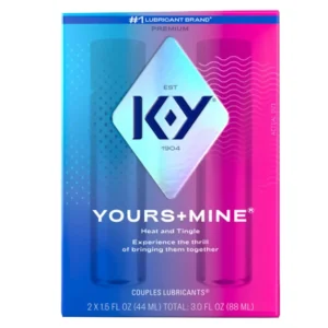 Two bottles of K-Y Yours & Mine couples lubricant, each containing 3 ounces of body lubricant.