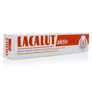 Lacalut Aktive toothpaste helps prevent bleeding gums and fights gingivitis, promoting healthy teeth and gums.