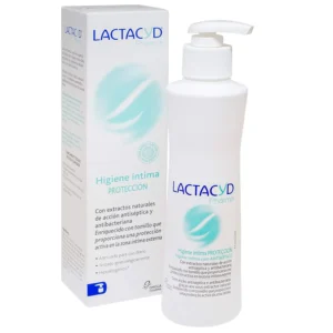 Bottle of Lactacyd intimate hygiene gel, providing gentle and protective care for personal hygiene.