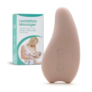 Soft, rechargeable lactation massager provides heat and vibration to relieve engorgement, improve milk flow and help unclog milk ducts.