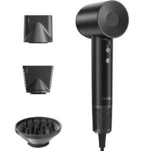 The Laifen Swift Special hair dryer in black uses thermo-control technology and negative ions for fast, healthy hair drying with a lightweight, portable design.