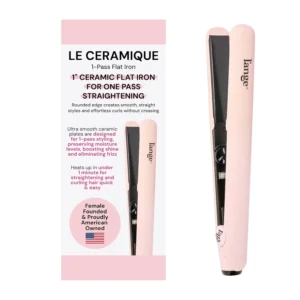 The L'ANGE Le Ceramique blush flat iron quickly straightens hair in one pass, locking in moisture for shiny, frizz-free results with its ergonomic design.