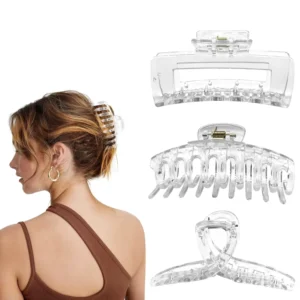 These jumbo matte claw clips are perfect for styling thick or thin hair, providing a strong and comfortable hold all day long.