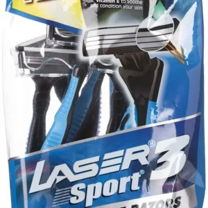 This disposable razor features three blades for a close, comfortable shave with less irritation, an aloe and vitamin E strip for moisturized skin, and an anti-slip handle for better control.