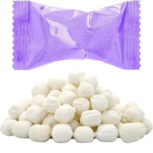 Bag of Fruidles lavender buttermints, individually wrapped, perfect for after dinner or party favors, and are gluten-free and kosher certified.
