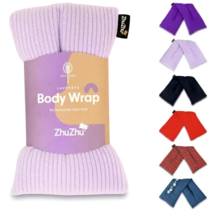 Lilac fleece lavender wheat bag, a microwavable heat pack designed for soothing aches, pains, and providing natural relief to the neck, shoulder, back, and joints.