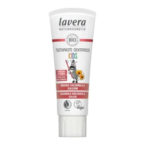 Lavera Kids Toothpaste with organic calendula effectively removes plaque and prevents tooth decay, without fluoride.