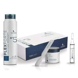 Lendan PlexForte hair repair mask and conditioner kit strengthens damaged hair, reduces breakage, and provides an anti-frizz effect for a healthy, youthful appearance.
