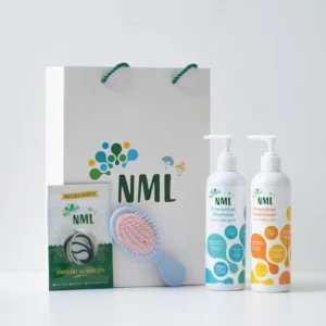 This lice prevention kit includes anti-lice bands for daily protection, a gentle paraben-free spray to repel lice, and a detangling brush for easy hair care.