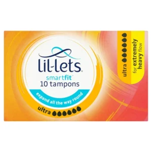 Lil-Lets Smartfit Ultra tampons expand widthways for comfortable, applicator-free protection, featuring a soft cover and rounded tip for easy insertion.