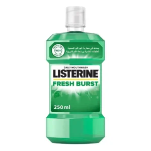 Listerine Fresh Burst mouthwash kills 99% of germs that cause bad breath, reduces plaque, protects gums, and freshens breath, leaving your mouth clean and refreshed.