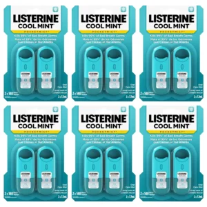 Two pack of Listerine Pocketmist Cool Mint mouthwash, an oral care mist to eliminate bad breath.