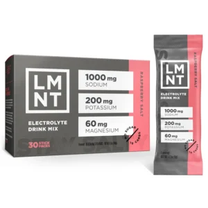 LMNT Raspberry Salt electrolyte powder packets provide optimal hydration with a science-backed ratio of sodium, potassium, and magnesium, perfect for keto, low-carb diets, and active lifestyles.