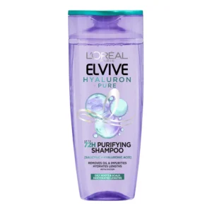 L'Oreal Elvive Hyaluron Pure shampoo cleanses oily roots for up to 72 hours while hydrating dry lengths with salicylic and hyaluronic acid.