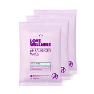 Love Wellness feminine wipes are soothing, pH-balanced cleansing cloths made for sensitive skin with aloe vera.