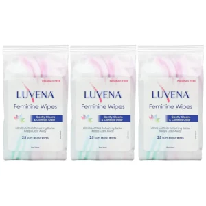 Luvena Med anti-itch feminine cleansing cloths provide a gentle and convenient way to freshen up and maintain intimate health on-the-go, with a safe, water-based formula.