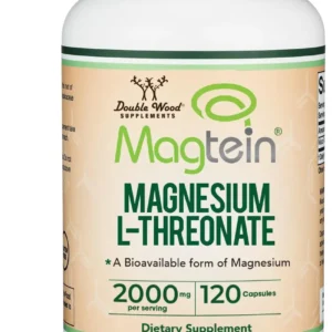 Double Wood Magnesium L-Threonate capsules offer a highly absorbable generic mineral supplement with 2,000 mg per serving, totaling 100 capsules.
