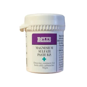 A 50g tub of magnesium sulphate paste containing phenol and glycerol, used as a drawing ointment.
