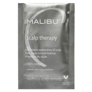 Malibu C Scalp Therapy is a vegan scalp scrub that soothes and moisturizes dry scalp with vitamin C and natural ingredients, improving blood flow and manageability.