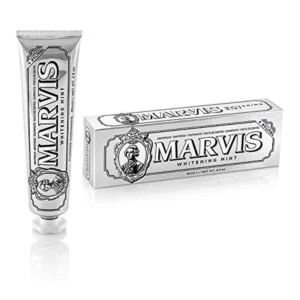 Two tubes of Marvis Whitening Mint toothpaste, each containing 85ml, are displayed in this product image.