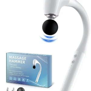 FVZ massage gun featuring an extension handle for deep tissue massage on the back, neck, shoulders, waist, and legs.