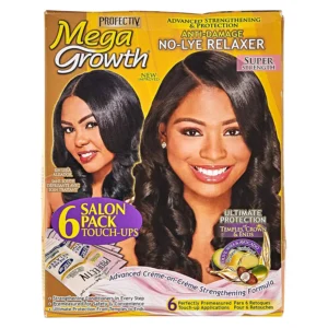 Six packs of Profecitv Mega Growth Hair Relaxer for hair treatment.