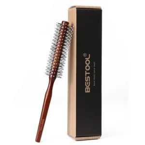 The red brown BESTOOL men's round brush is perfect for styling short to medium length beards and creating pomps with volume.