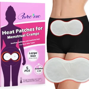 Air-activated self-heating pads provide up to 10 hours of continuous warmth for menstrual cramp and backache relief, featuring a long, wide design for maximum coverage and comfortable, discreet wear on clothing, offering a natural, non-medicated alternative to pills.