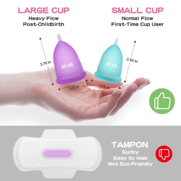 Menstrual Cup Kit - 2 Reusable Period Cups, Compact
