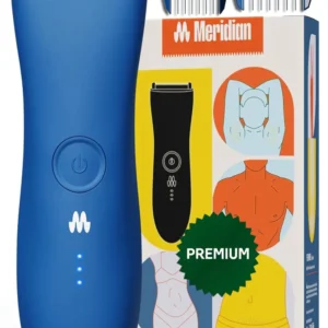 The MERIDIAN waterproof body hair trimmer for men and women is perfect for grooming with multiple guard lengths and a no-nick design.