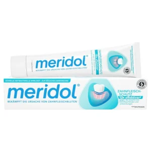 Image of meridol toothpaste double pack containing 150ml of toothpaste manufactured by CP Gaba GmbH.