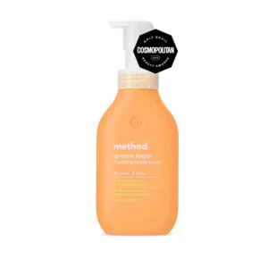 Method Dream Foam body wash with vetiver and amber scent gently cleanses and hydrates skin for up to 12 hours.