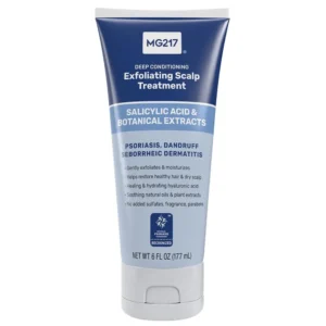 MG217 psoriasis scalp treatment with salicylic acid, hyaluronic acid, and natural oils to soothe, exfoliate, and moisturize for improved skin and hair health.