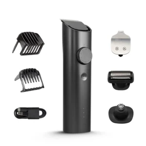 The MI Grooming Kit is a comprehensive personal care set for men, featuring multiple attachments for versatile grooming and styling.