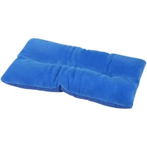 Blue Atsuwell microwaveable heating pad filled with flaxseed, millets, and clay beads provides moist heat for pain relief on neck, shoulders, and back.
