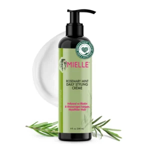 Mielle Organics rosemary mint styling creme infused with biotin and organic ingredients to moisturize, nourish and define curly hair.