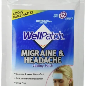 WellPatch cooling patch provides drug-free migraine and headache relief for up to 12 hours, offering a safe and soothing way to ease discomfort, hot flashes and fevers.